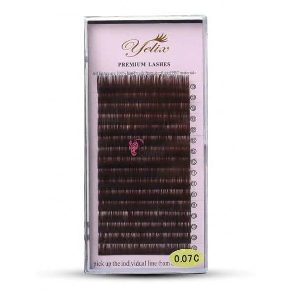 Gene false fir cu fir Yelix Premium Lash color CC/0.07 de 10-13mm Dark Brown
